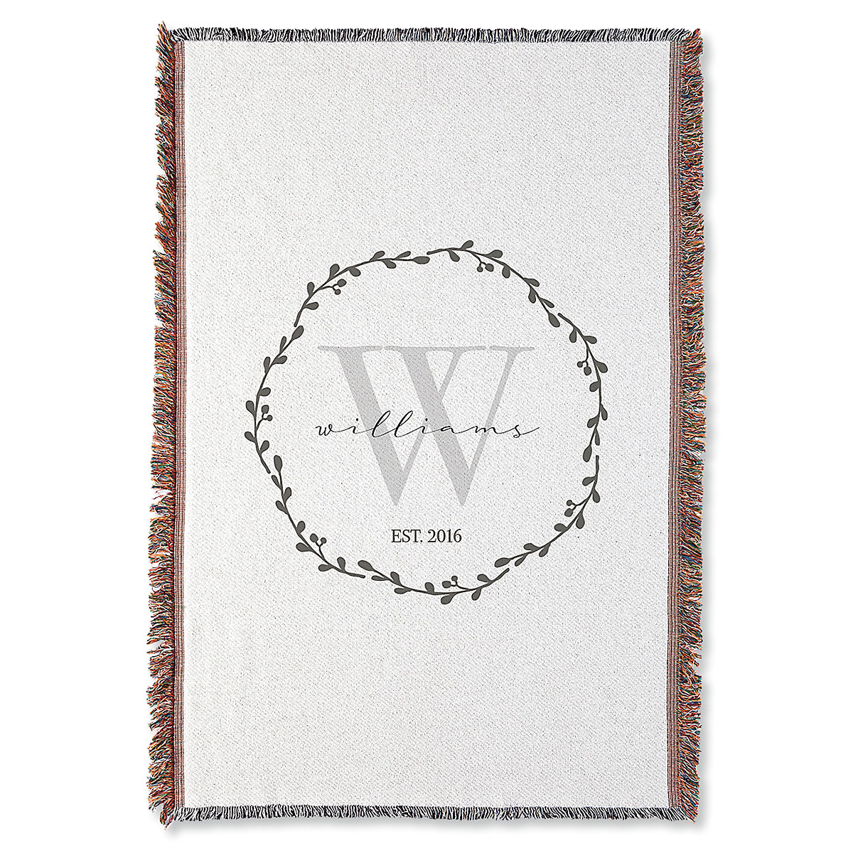 Wreath Fringe Personalized Throw Blanket Lillian Vernon