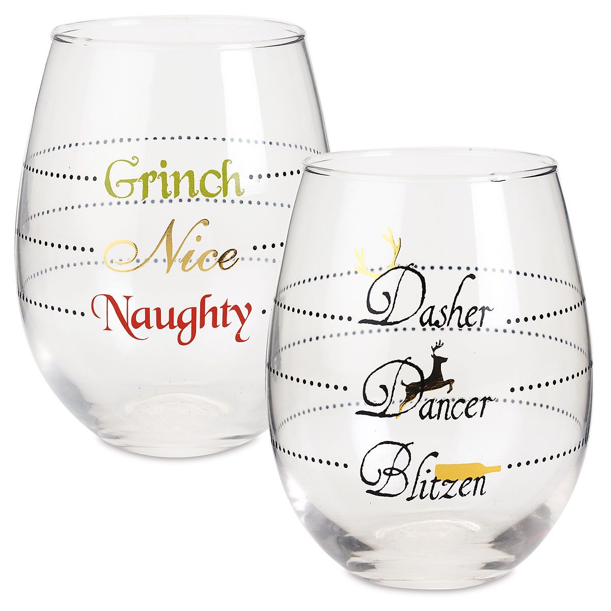 Holiday Stemless Wine Glasses Lillian Vernon