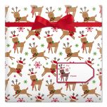 Merry Reindeer Jumbo Rolled Gift Wrap and Labels