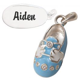 Sterling Silver Blue Personalized Sneaker Charm