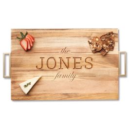 Charcuterie Acacia Board with Gold Handles - Family Name