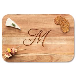 Charcuterie Modern Rounded Rectangle Acacia Board - Script Initial