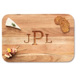 Charcuterie Modern Rounded Rectangle Acacia Board - 3 Initials