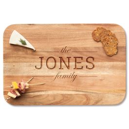 Charcuterie Modern Rounded Rectangle Acacia Board - Family Name