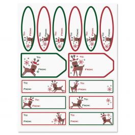 Merry Reindeer Gift Wrap To/From Labels