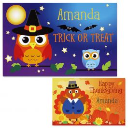 Owls Autumn Personalized Placemat