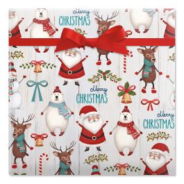 Santa & Friends Jumbo Rolled Gift Wrap
