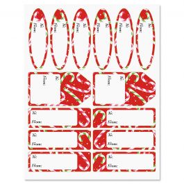 Colorful Candy Cane Gift Wrap To/From Labels