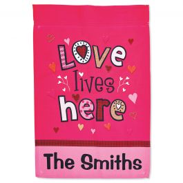Personalized Love Lives Here Garden Flag 