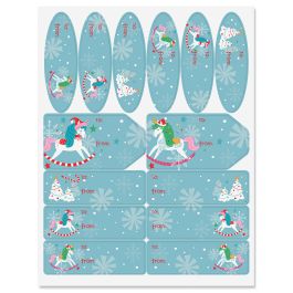 Unicorn Yuletide Gift Wrap To/From Labels