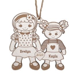 Big Sister, Little Sister Personalized Sibling Wood Ornament