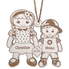 Big Sister, Little Brother Personalized Sibling Wood Ornament