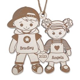 Big Brother, Little Sister Personalized Sibling Wood Ornament