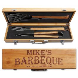 Bamboo Personalized BBQ Set - BBQ