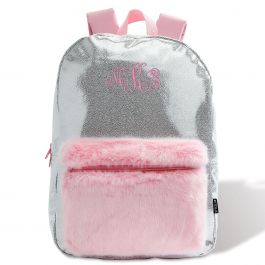 Personalized Silver Shimmer Backpack – Monogram