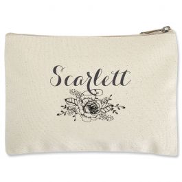 Floral Name Zippered Pouch - Small