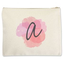 Watercolor Initial Zippered Pouch - Large
