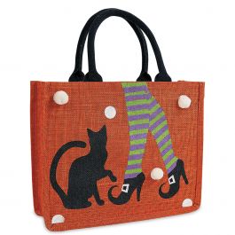 Personalized Cat Trick or Treat Bags with Pom Poms
