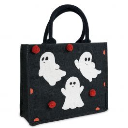 Personalized Ghost Trick or Treat Bag with Pom Poms