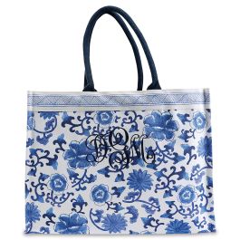 Monogrammed Chinoiserie Tote - Floral