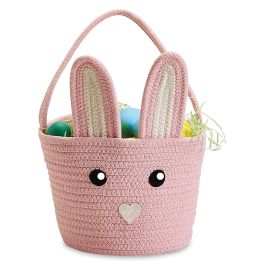 Personalized Hand Crafted Pink Bunny Basket