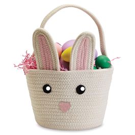 Personalized Hand Crafted White Bunny Basket