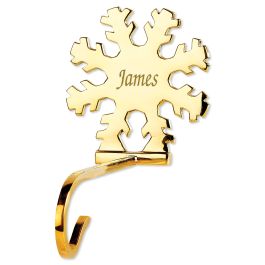 Snowflake Solid Brass Personalized Christmas Stocking Holder