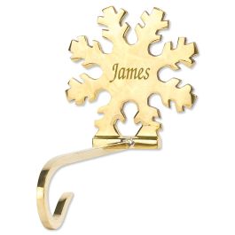 Snowflake Solid Brass Personalized Christmas Stocking Holder