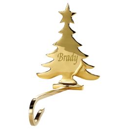 Tree Solid Brass Personalized Christmas Stocking Holder