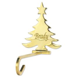 Tree Solid Brass Personalized Christmas Stocking Holder