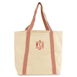 Red Great Stripes Personalized Tote Bag