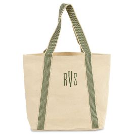 Green Great Stripes Personalized Tote Bag