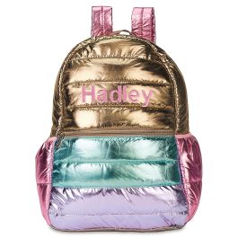 Icy Color Block Puffer Backpack - Name