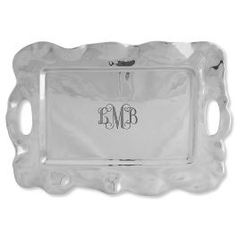 Rectangular with Handles Personalized Vento Tray - Script Monogram