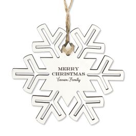 Snowflake Personalized Wood Ornament - Merry Christmas