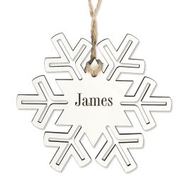 Snowflake Personalized Wood Ornament - 1 Line 