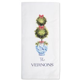 Christmas Topiary Personalized Kitchen Towel