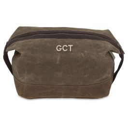 Waxed Canvas Personalized Dopp Kit - 3 Initials