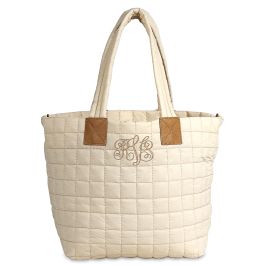 Ezra Personalized Ivory Tote - Script Monogram