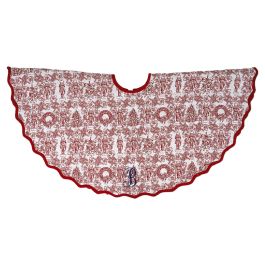 Red Toile Nutcracker Personalized Tree Skirt - Initial