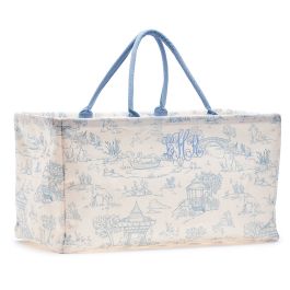 Blue Toile Baby Hamper - Monogram