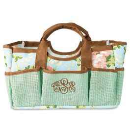 Rose Print Jute Personalized Garden Tool Bag