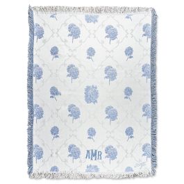 Blue Etre Fleur Personalized Throw - 3 Initials