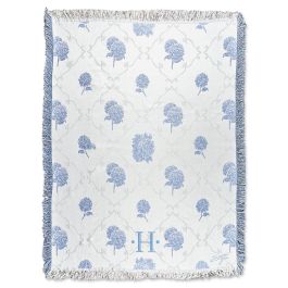 Blue Etre Fleur Personalized Throw - Initial with Dots