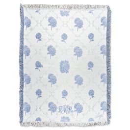 Blue Etre Fleur Personalized Throw - 3 Initials