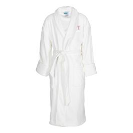 Terry Velour Personalized Shawl Collar White Robe - Initial