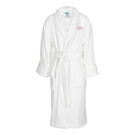 Terry Velour Personalized Shawl Collar White Robe - Script Monogram