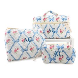 Quilted Personalized Makeup Bags - 2 Letter Monogram