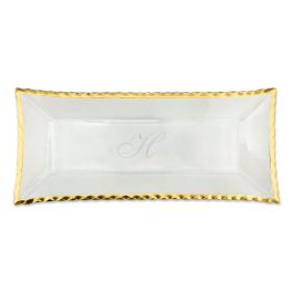 Textured Personalized Tray with Gold Rim - Monogram