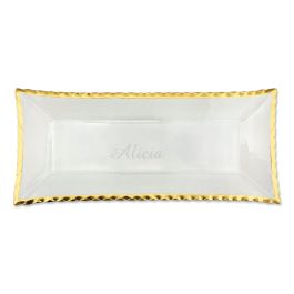 Textured Personalized Tray with Gold Rim - Name